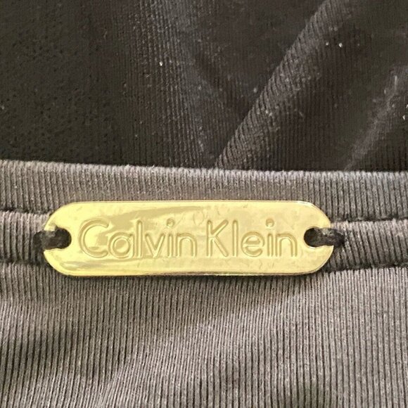 Calvin Klein Women's Ruched Panel One Piece Swimsuit Silver Brown Swimwear Sz 12 - Picture 10 of 16